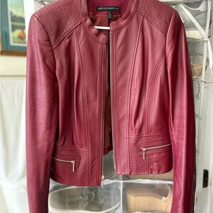 White House Black Market Burgundy Leather Jacket